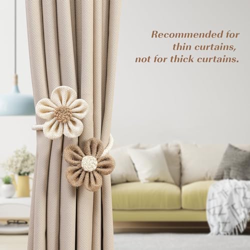 Lewondr Curtain Ropes Tiebacks, Beige & Coffee, 2 Pack - color: Beige & Coffee, size: Large