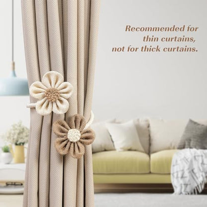 Lewondr Curtain Ropes Tiebacks, Beige & Coffee, 2 Pack - color: Beige & Coffee, size: Large