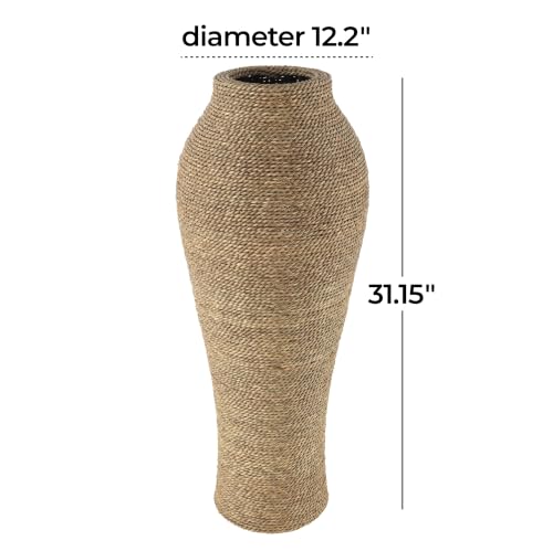 Deco 79 Seagrass Vase, Vase 12" x 12" x 31", Brown - size: 12" x 12" x 31"