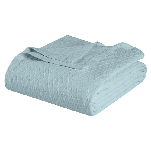 Superior Cotton Blanket, Lightweight, Breathable Bedding, Throw, Aqua - color: Aqua, size: Throw