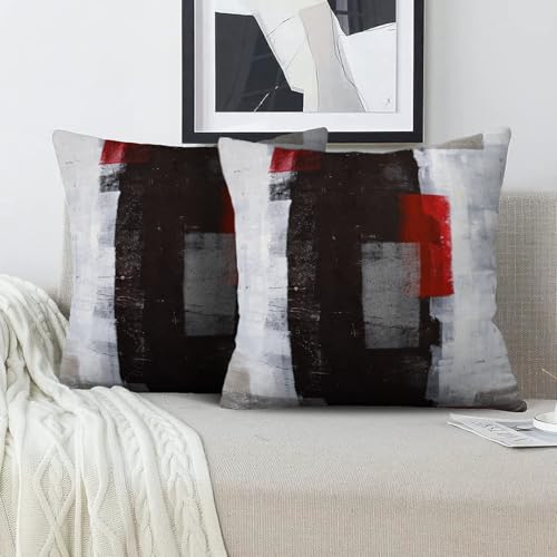 Throw Pillow Covers for Couch, 18x18 Inch, Set of 2, Grey Red - color: Red and Grey, size: 18" x 18" (Pack of 2)