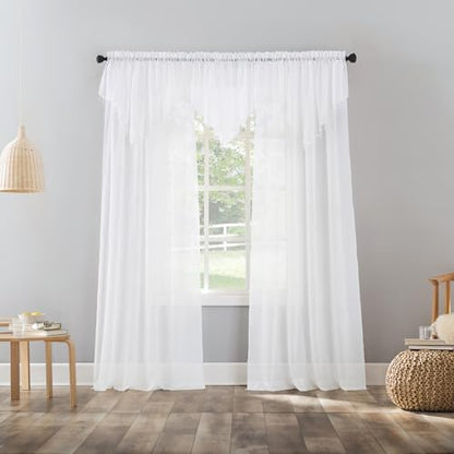No. 918 Erica Crushed Sheer Voile Rod Pocket Curtain Panel, 51" x 63", White - color: White, size: 51"W x 63"L (Pack of 1)