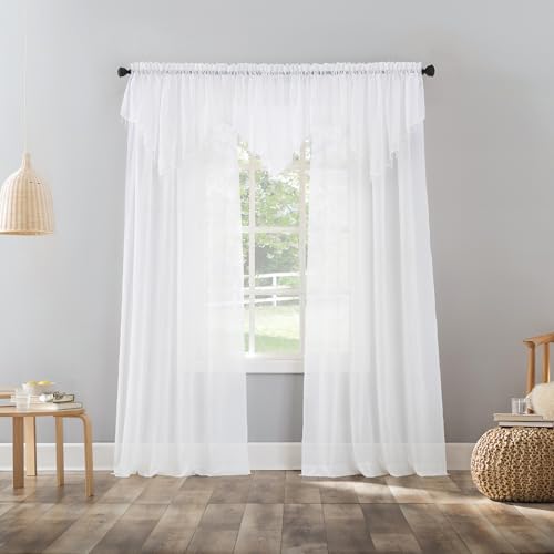 No. 918 Erica Crushed Sheer Voile Rod Pocket Curtain Panel, 51" x 108", White - color: White, size: 51"W x 108"L (Pack of 1)