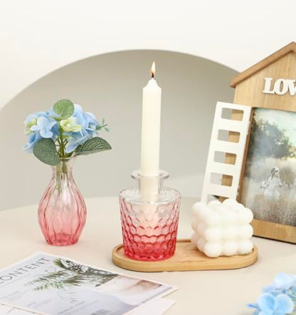 5pcs Pink Glass Bud Vase Set, Small Flower Vases for Centerpieces in Bulk - color: Pink, size: 5pcs