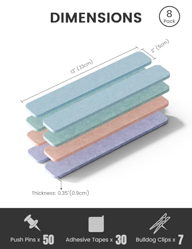 Fluxynara 13" x 2" Felt Wall Panels, Coastal Haze - color: Coastal Haze, size: 8-pack