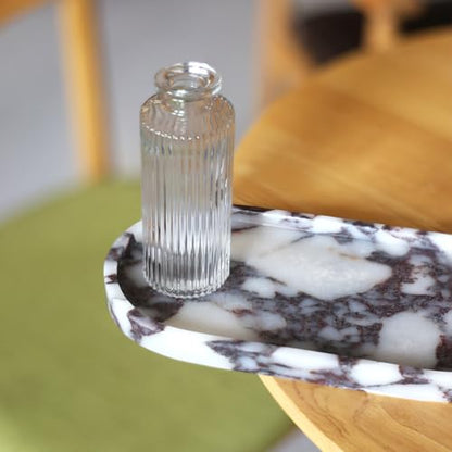 100% Natural Calaccata Viola Marble Tray, 10" x 5" Oval Tray - color: Viola-oval-10"x5"x0.7"