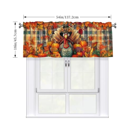 Thanksgiving Turkey Valances for Windows Rod Pocket Curtain Valance 1 Panel Short Curtains for Kitchen Bathroom Living Room Bedroom Window Treatments - color: Thanksgiving Turkey