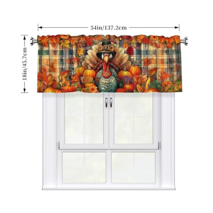Thanksgiving Turkey Valances for Windows Rod Pocket Curtain Valance 1 Panel Short Curtains for Kitchen Bathroom Living Room Bedroom Window Treatments - color: Thanksgiving Turkey