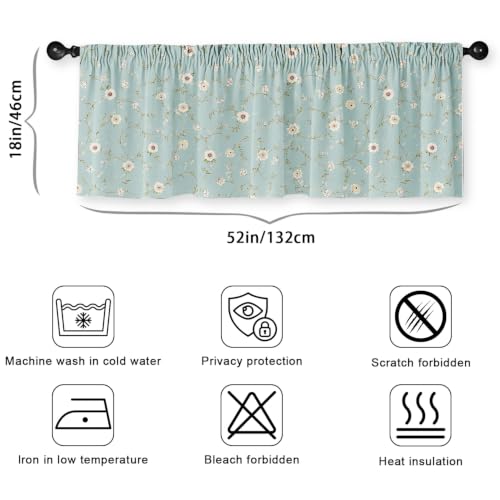 Dusty Green Ditsy Floral Blackout Window Valance Curtain, Wildflower - color: Flower 8, size: 52"W x 18"L (Pack of 1)