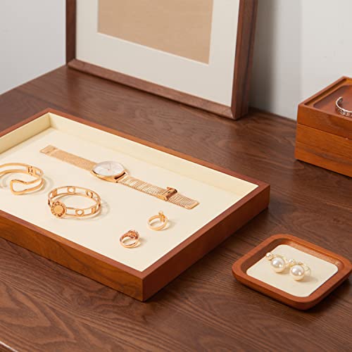 Oirlv Solid Wood Jewelry Tray,Jewelry Drawer Organizer,Watch Tray(Cream) - color: Creamy-white flat tray