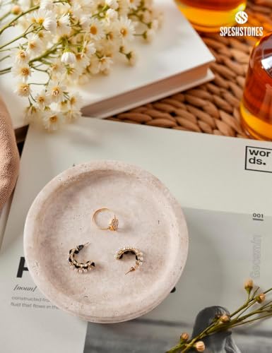 Marble Jewelry Dish, 5" Handmade Travertine Ring Tray - color: Travertine