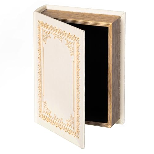 Decorative Vintage Book Shaped Trinket Storage Box - Paper White - color: White