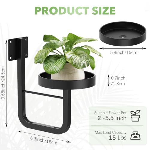 2 Pack Wall Plant Holder for Hanging Planters Indoor Outdoor Black - color: Black-2pcs15cm