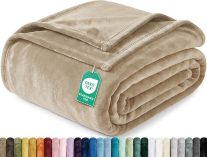 Soft Fleece Blanket for Bed King Size Camel (90x102 Inch) - color: Camel, size: King (90x102 Inch)