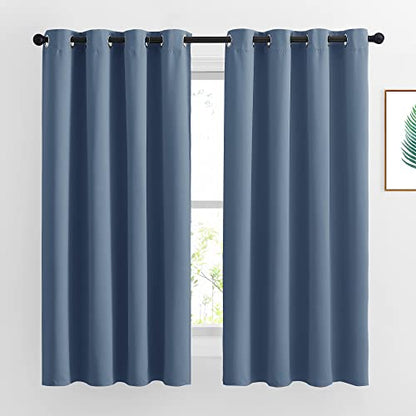 NICETOWN Bedroom Stone Blue Room Darkening Curtains, 2 Panels, W52xL63 - color: Stone Blue, size: 52"W x 63"L (Pack of 2)
