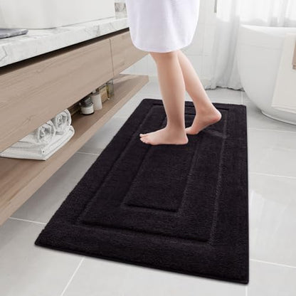 Buganda Microfiber Bathroom Rugs 47x24, Soft Shaggy Absorbent Bath Rugs - color: Black, size: 47" X 24"