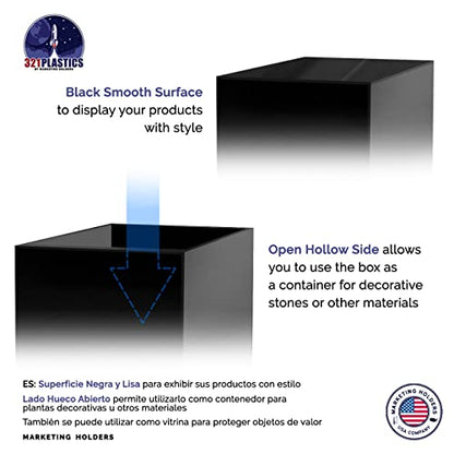 Acrylic Display Riser Box with One Open Side No Lid 12" x 12" x 19" Versatile Black Glossy Square Lucite Retail Product Platform or Merchandise Storage Bin No Assembly by Marketing Holders - size: 12" x 12" x 19" Cube-Glossy Black