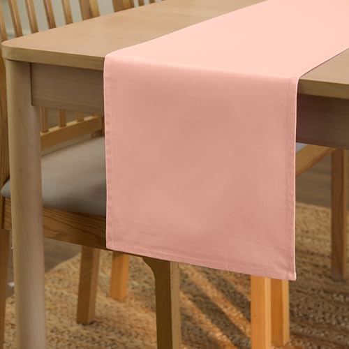 Encasa XO Table Runner, Cotton Canvas Dining Runner 13"x72" - color: Powder Pink, size: 13x72 in