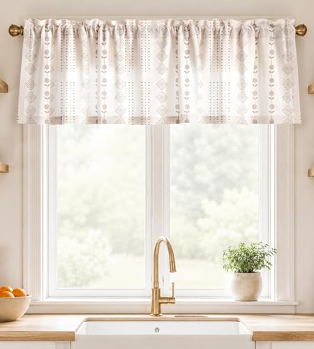 Miss Adola 16 Inch Length Kitchen Valance Curtain, Striped Farmhouse - color: Striped Farmhouse, size: 56"W x 16"L (Pack of 1)
