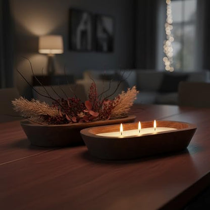 4 Pack 9.5x5.5 Inch Wooden Dough Bowls for Candle Making