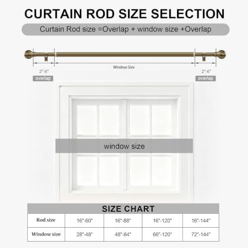 2 Pack Antique Bronze Curtain Rods 16-60 Inch Heavy Duty 1 Inch - color: Bronze, size: 16"-60"|2Pack