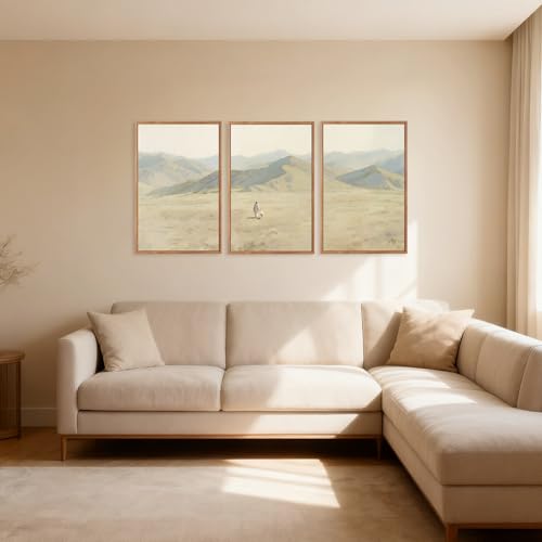 CHDITB 3 Pcs Jesus with Lamb Landscape Framed Canvas Wall Art 16x24 Inch - color: Jesus Leaves The 99 Parable of The Lost Sheep, size: 16"L x 24"W