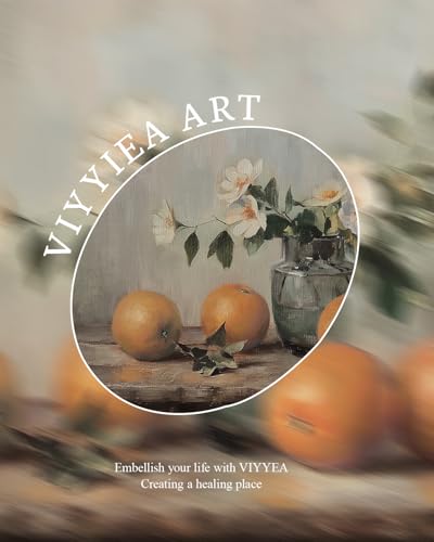 VIYYIEA Gold Framed Wall Art, Oranges Still Life Print Kitchen Wall Art - color: White Roses Vase, size: 10"L x 8"W
