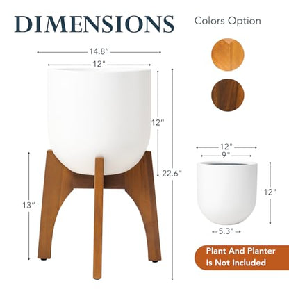 KUTE NEST 13" H x 14.8" W Acacia Solid Wood Plant Stand - Walnut - color: Walnut, size: High - Small - 13"H x 14.8"W