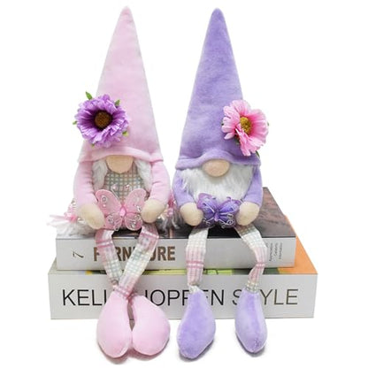 Attiigny 2 PCS Spring Decoration Indoor,Plush Long Legs Butterfly Gnomes