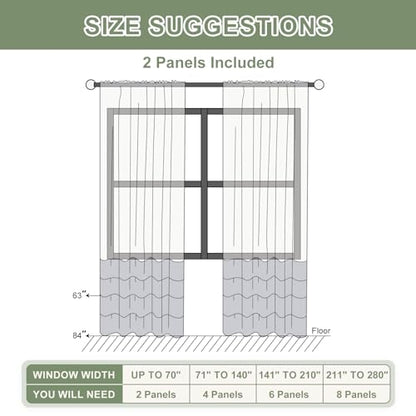 ASPMIZ Cotton Linen Farmhouse Curtains Boho Rustic Button Curtain, Linen Window Curtain Panels Green Stripe Country Curtains for Living Room Bedroom, Rod Pocket Window Drapes, 52 x 63 Inch, 2 Panels - color: Beige&green, size: 52"W x 63"L (Pack of 2)