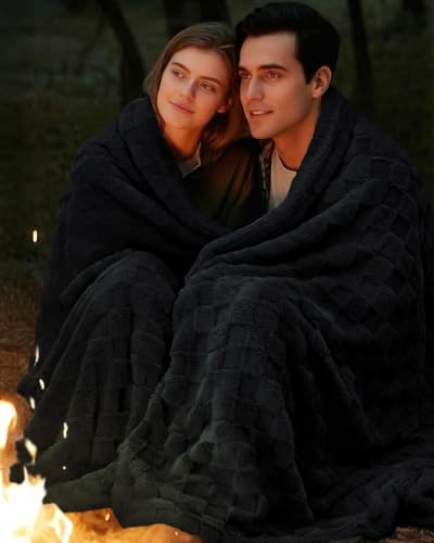 Utopia Bedding Plush Checkered Fleece Blanket Black Twin, 60x80 Inches - color: Black, size: Twin