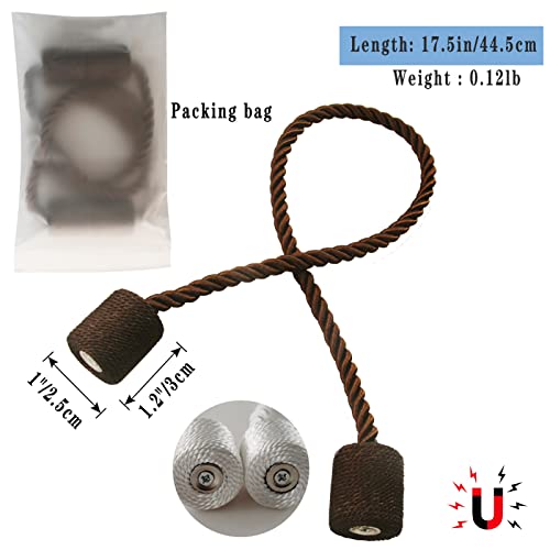 Magnetic Curtain Tiebacks Decorative Holdbacks Rope Tie Back Drapes Hangtty - color: Coffee