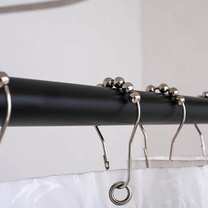 Shower Curtain Hooks, Decorative Rust Proof Stainless Steel Shower Curtain Hooks for Bathroom Shower Rods Set of 12, Polished Nickel (Chrome，12pcs)