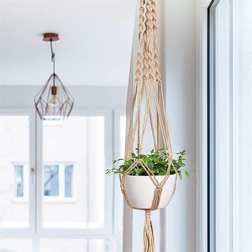 LINXIU Macrame Plant Hangers Jute Plant Hanger Indoor Hanging Plants Holders with 2 Hooks for Home Decor Wall Flower Pots Basket 2 Packs