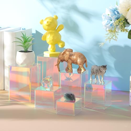 Thyle Square Acrylic Risers Display Stands, Colorful, 12 Pcs - color: Colorful