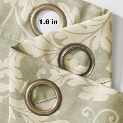 jinchan Green Floral Curtains 84 Inch Room Darkening Grommet 2 Panels - color: Sage, size: 50"W x 84"L (Pack of 2)