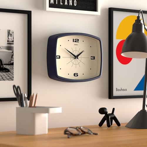 JONES CLOCKS® Movie wall Clock | Rectangular Retro Clock | 10" | Navy Blue - color: Midnight Blue