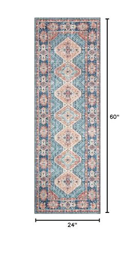 Loloi Skye Turquoise/Terracotta 2'-0" x 5'-0" Accent Rug - color: Turquoise / Terracotta, size: 2' x 5' (Rectangular)