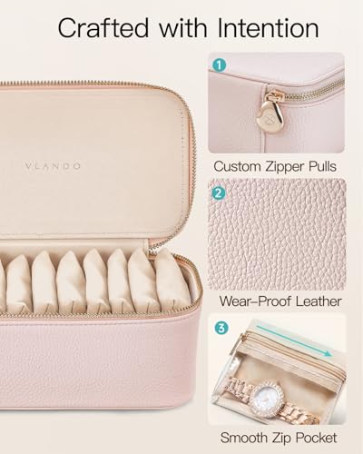 VLANDO Jewelry Organizer with Clear 12 Velvet Bags,Pink - color: 12PCS-Pink