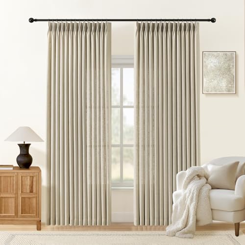 AUSSPVOCT 84 Inch Curtains Pinch Pleated Linen-Like Drapes 2 Panel Set - color: Burlywood Birch, size: 40"W x 84"L (Pack of 2)