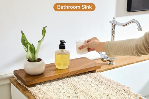 Narrow 17" Acacia Wood Riser Pedestal Stand for Kitchen Counter - size: Narrow:17"x6"