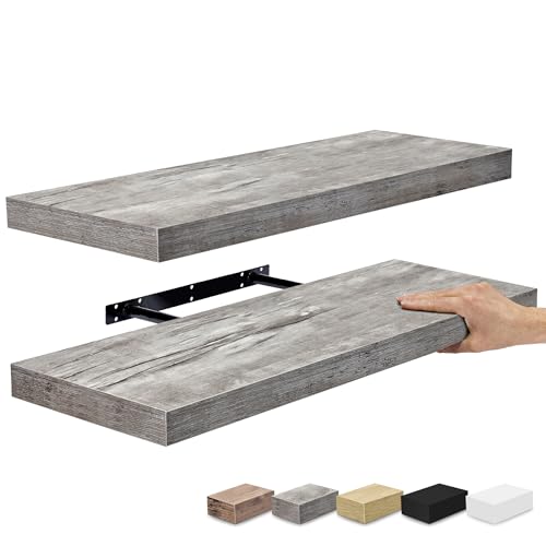 Sorbus Floating Shelves for Wall, Wood Wall Storage (2 Pack, Gray) - color: Grey, size: 2 Pack