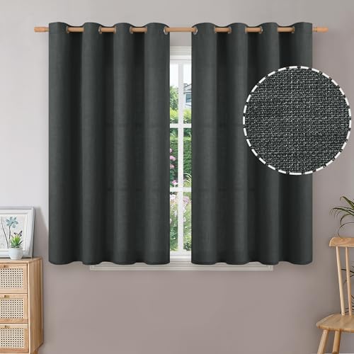 BGment Short Dark Grey Curtains for Bedroom, 54 Inches Long 2 Panels - color: Dark Grey, size: 52"W x 54"L (Pack of 2)