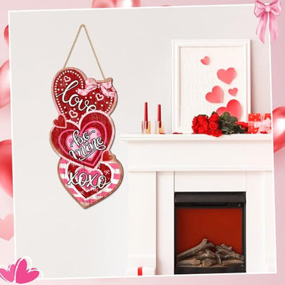 Britimes Welcome Door Sign, Wooden, for Front Door, Heart Love - style: Red Valentine
