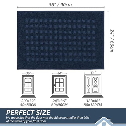BEQHAUSE Dirt Trapper Door Mats 24"x36", Non Slip Washable, Navy Blue - color: Navy Blue, size: 24" X 36" (Rectangular)