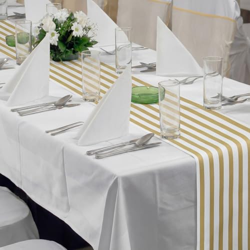 AmazingSpark Striped Table Runner Roll,Gold,25' Long X 16" Wide - color: Gold, size: 25' Long X 16" Wide