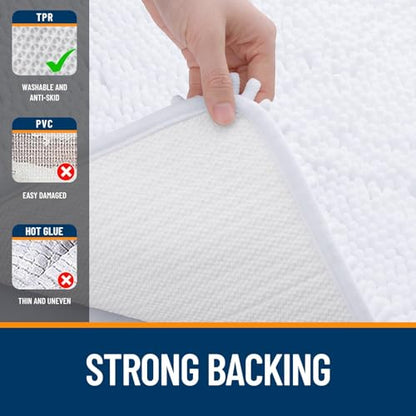 OLANLY Toilet Rugs U-Shaped 20x20, Soft Absorbent Chenille Contour Rugs - color: White, size: 20" X 20" Contour Rug