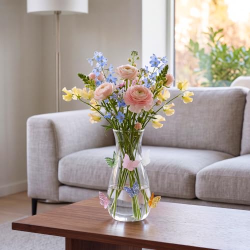 8.5" 3D Butterfly Glass Vase Centerpiece for Wedding, Colorful