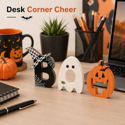 3 Pcs Boo Sign Halloween Table Tiered Tray Shelf Desk Home Decor