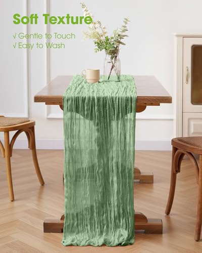 Pureegg 12 Pack Cheesecloth Table Runner 120 Inch Sage Green - color: Sage Green, size: 120" - 12 Packs